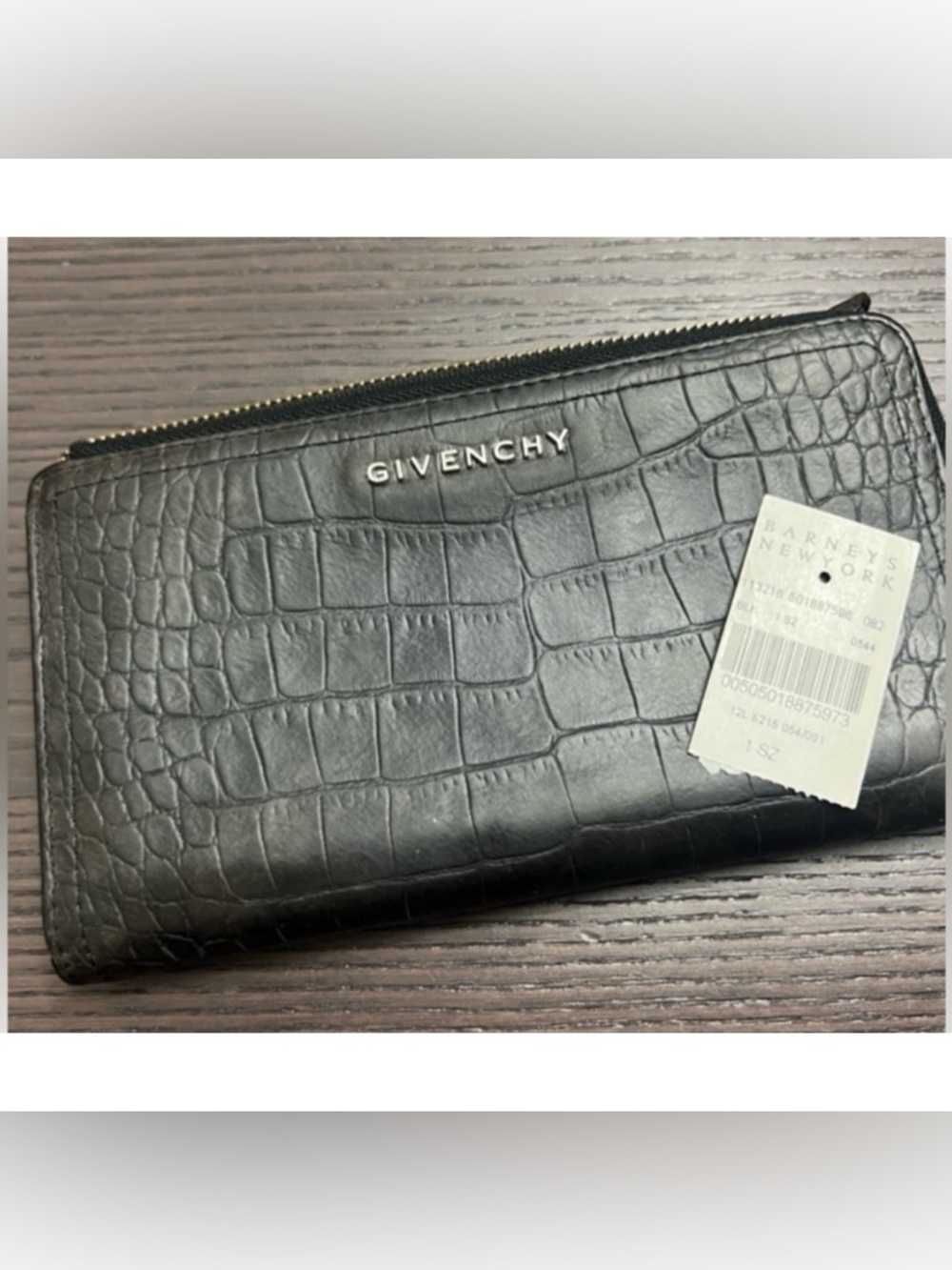 GIVENCHY Black Croc Embossed Leather Zip Around Long Wallet - Barneys NY w/ Tag